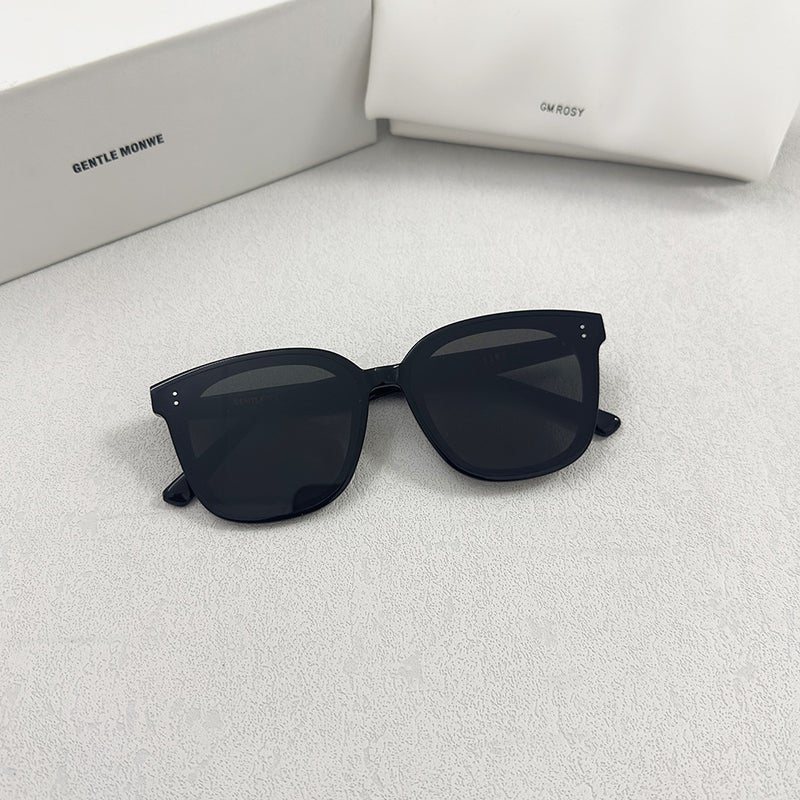 Generic 2022GM Fashionable Retro Unisex Sunglasses Face Slimming LI Sun Glasses BE Black Frame And Lens UV400 Protection for All Seasons Black 