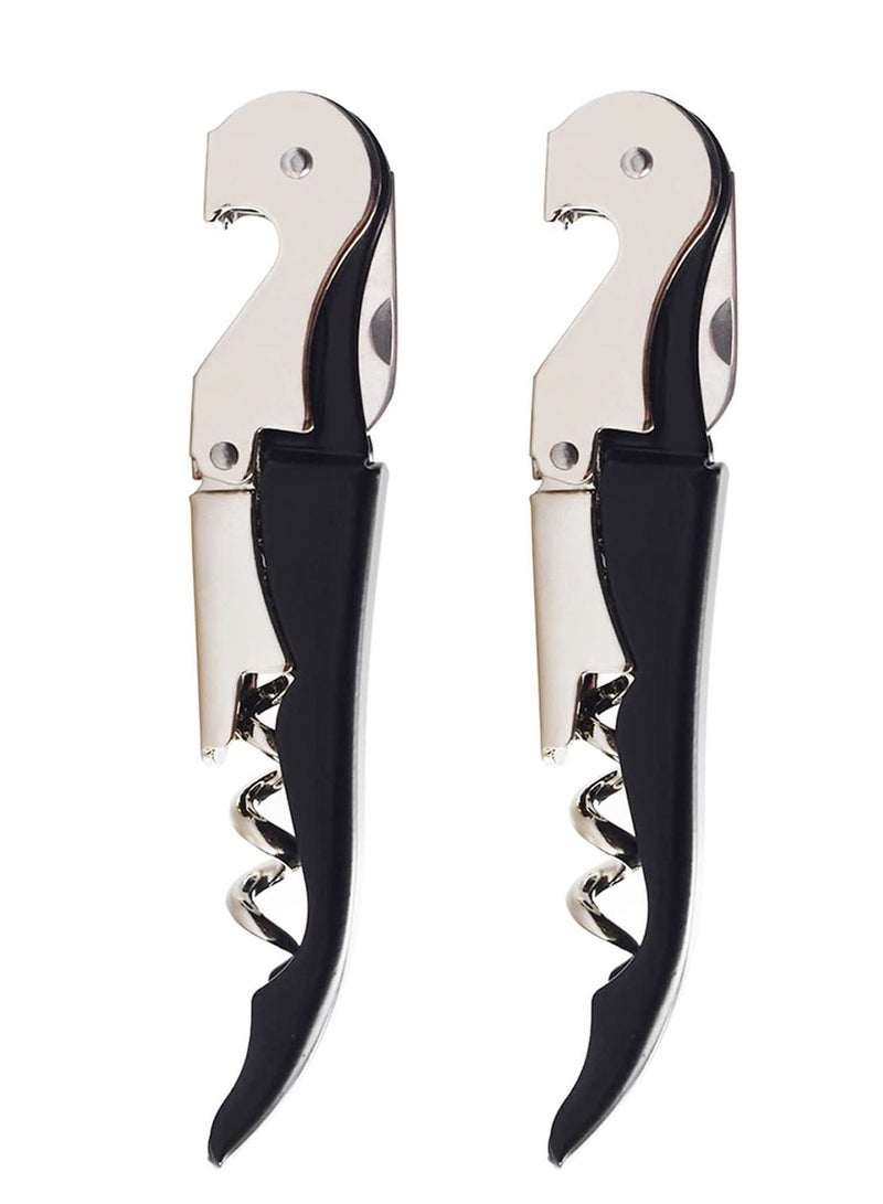 Y&D 2 Pack Waiter Corkscrew Heavy Duty Chrome Drink Opener with Foil Cutter for Bartenders and Black Bottle  - Image 1