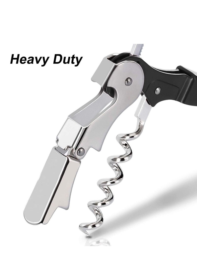 Y&D 2 Pack Waiter Corkscrew Heavy Duty Chrome Drink Opener with Foil Cutter for Bartenders and Black Bottle  - Image 5
