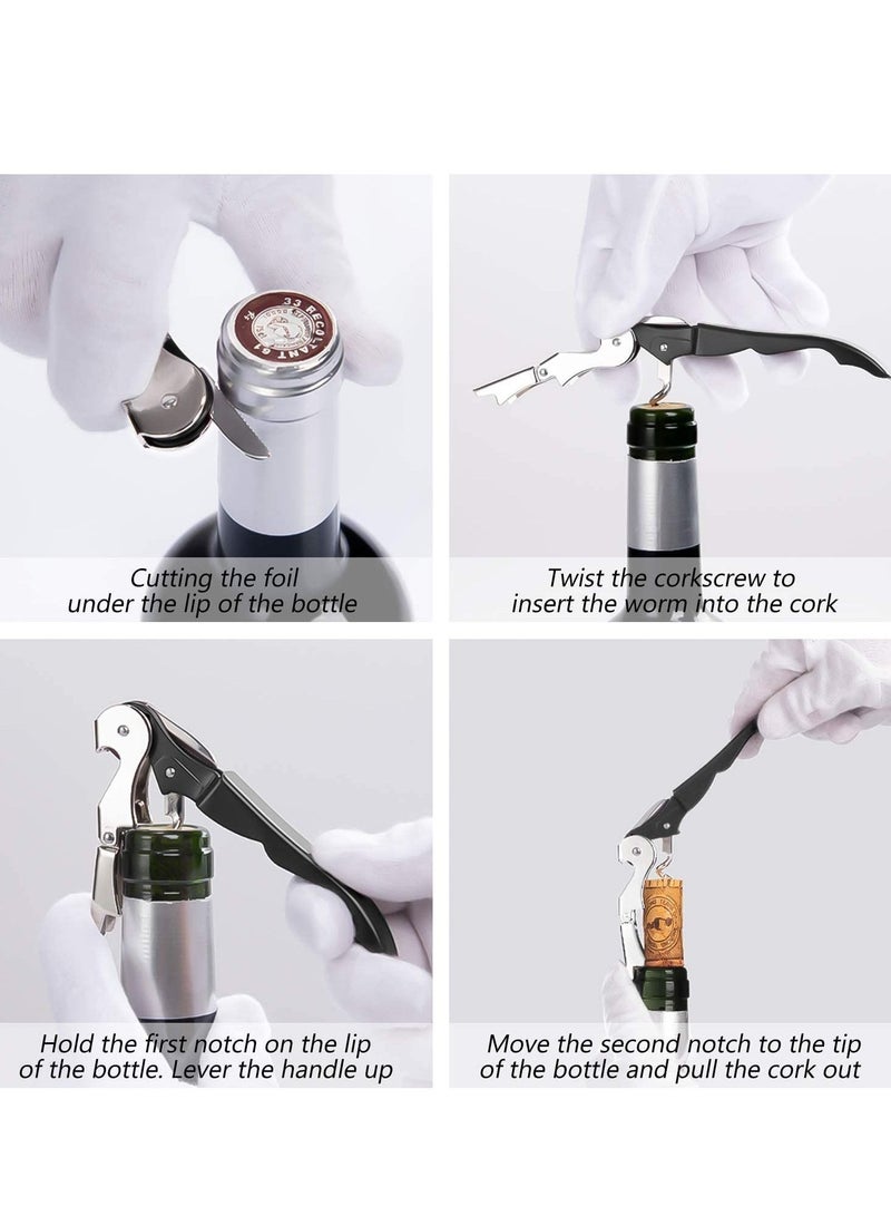 Y&D 2 Pack Waiter Corkscrew Heavy Duty Chrome Drink Opener with Foil Cutter for Bartenders and Black Bottle  - Image 3
