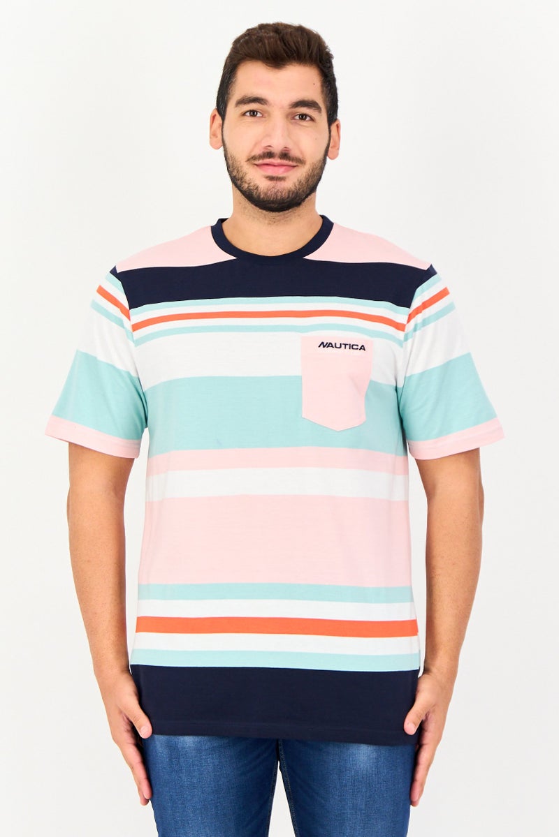 NAUTICA Men Crew Neck Short Sleeve Stripe T-Shirt, Multicolor - Image 1