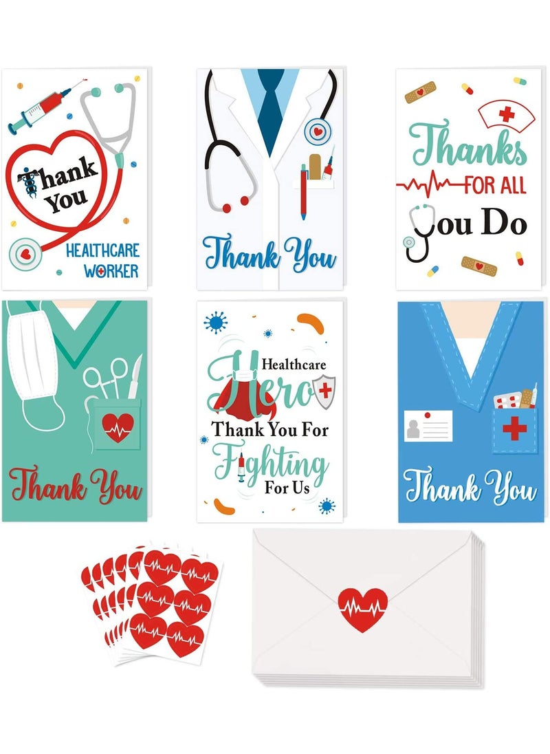 Confetti Confetti Healthcare Workers Thank You Card (Pack of 12), Medical Appreciation Card for Nurses, Doctors EMTs Essential Workers Gift Card Set with Envelopes  - Image 1