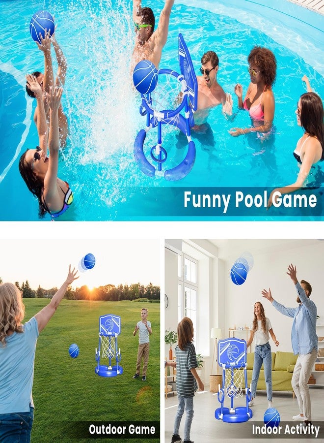 spring flower SpringFlower Pool Basketball Hoop with Backboard, Kids & Adults Swimming Pool Floating Basketball Pool Game,Pool Floating Basketball Pool Toy with Ring Toss, 2 Pcs Balls and Pump, Blue - Image 4