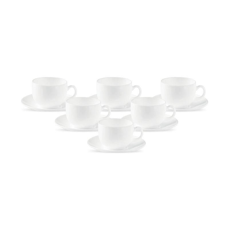 La Opala Diva, Opal Glass Crockery | Cup & Saucer Iris Regular, Set of 12 | Plain White, 160 ml | for Tea & Coffee | Microwave Safe | 100% Vegetarian | Extra Strong | Super Light | Super White - Image 5