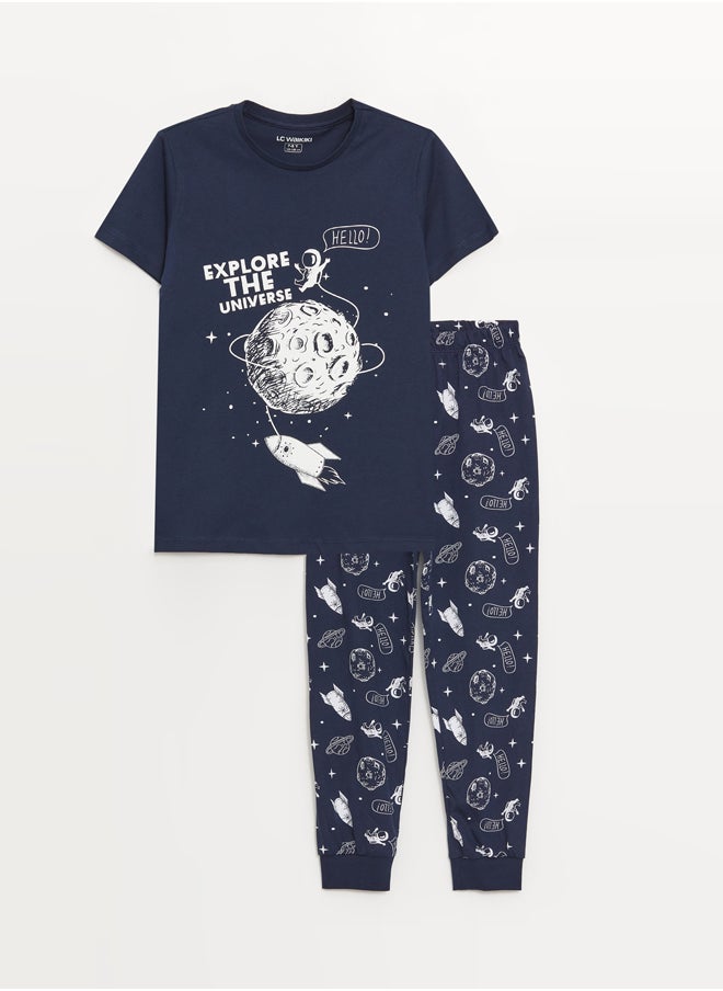 Crew Neck Printed Short Sleeve Boy's Pajamas Set - pzsku/Z25C7DCFDF7BBE52CE782Z/45/_/1739789296/890e4584-a94b-48b7-adc8-86519b2e52f6