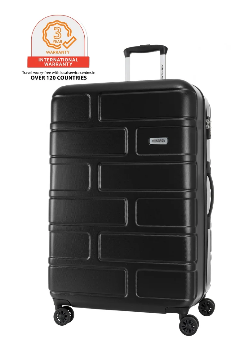 امريكان توريستر Bricklane Suitcase, Check-In Size 80 cm / 30 inch, 4 Spinner Wheels, Hard Top, Polycarbonate, Jet Black|Lightweight|Scratch & Impact Resistance|TSA Lock|Inner Mesh Zippered Pocket - 3 Years International Warranty