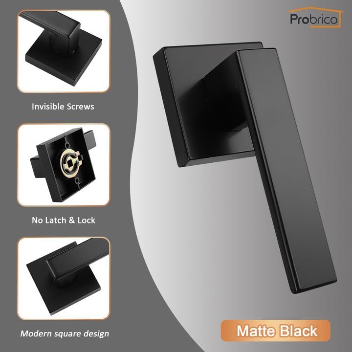 Probrico 10 Pack Dummy Door Levers Black Door Handles for Closets French Doors Heavy Duty Square Dummy Door Lever Non-Turning Single Side Pull - Image 4