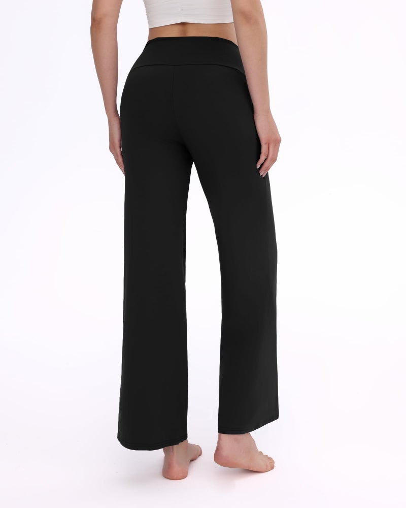 ZOOSIXX Yoga Pants Women - Wide Leg Pants Loose Casual Flowy Lounge Sweatpants High Waisted Pajamas with Pockets Black - Image 2