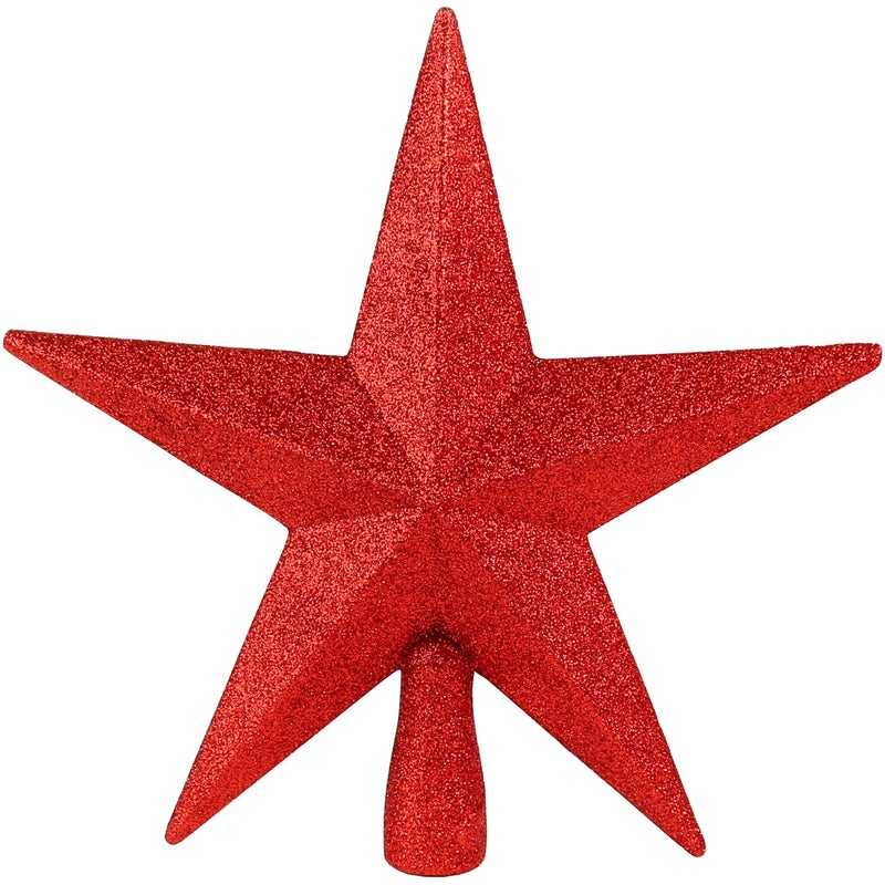Ornativity Glitter Star Tree Topper - Christmas Red Decorative Holiday Trees Toppers Sparkle Bethlehem Star Decor Xmas Ornament 8" - Image 1