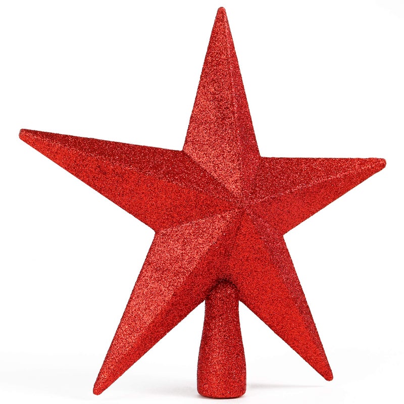 Ornativity Glitter Star Tree Topper - Christmas Red Decorative Holiday Trees Toppers Sparkle Bethlehem Star Decor Xmas Ornament 8" - Image 4