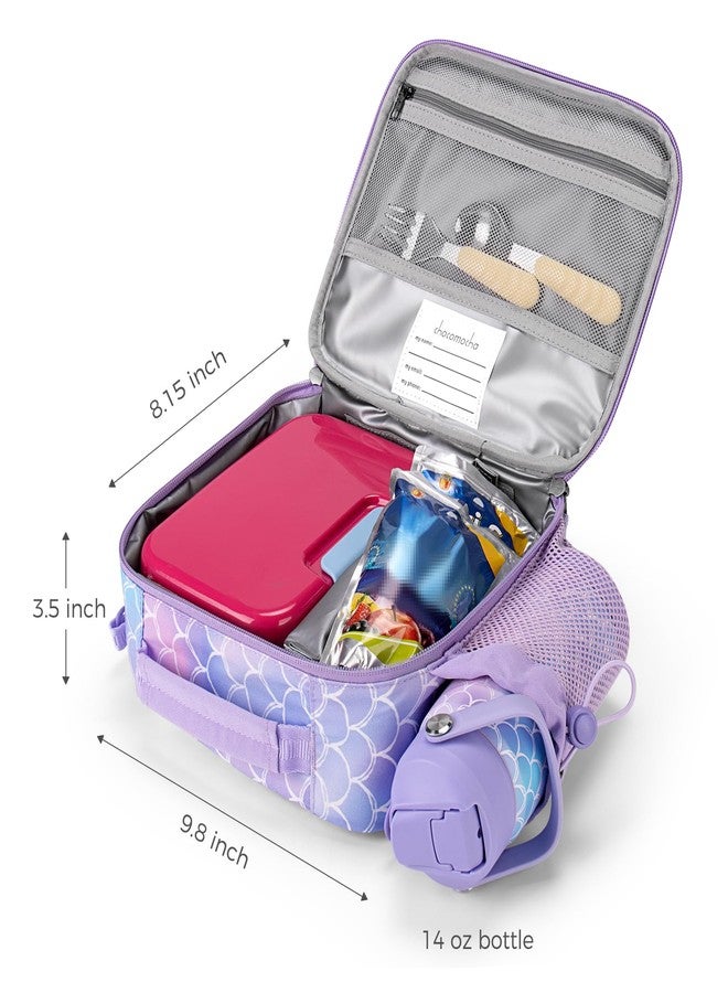 Choco Mocha Kids Lunch Box with Water Bottle for School Lunch Box and Water Bottle Set Kids Lunch Bag for Girls with Shoulder Strap and Ice Pack,Purple Mermaid - Image 2