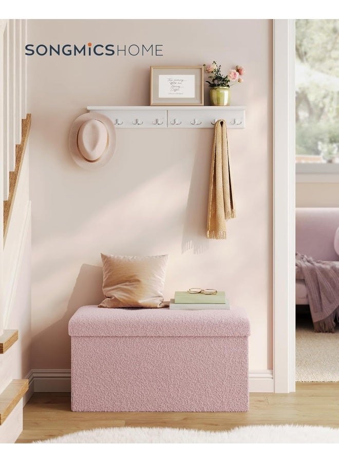 SONGMICS HOME Storage Ottoman Bench, Storage Chest, 38.1 × 76.2 × 38.1 cm, Foot Rest Stool, End of Bed Bench, Load up to 299.4 kg, for Living Room, Bedroom, Entryway, Jelly Pink ULSF096R01 MDF - Image 2