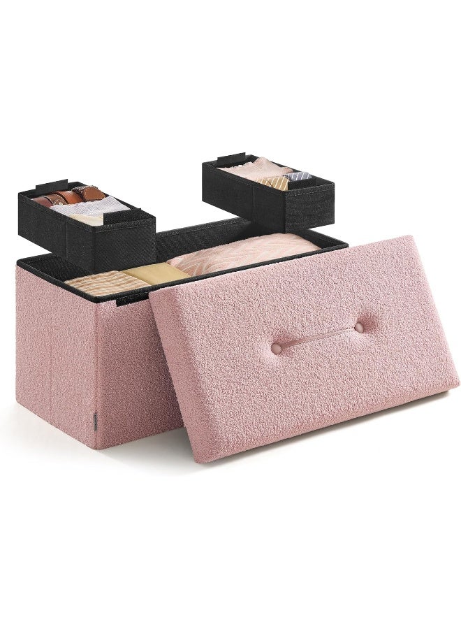 SONGMICS HOME Storage Ottoman Bench, Storage Chest, 38.1 × 76.2 × 38.1 cm, Foot Rest Stool, End of Bed Bench, Load up to 299.4 kg, for Living Room, Bedroom, Entryway, Jelly Pink ULSF096R01 MDF - Image 1