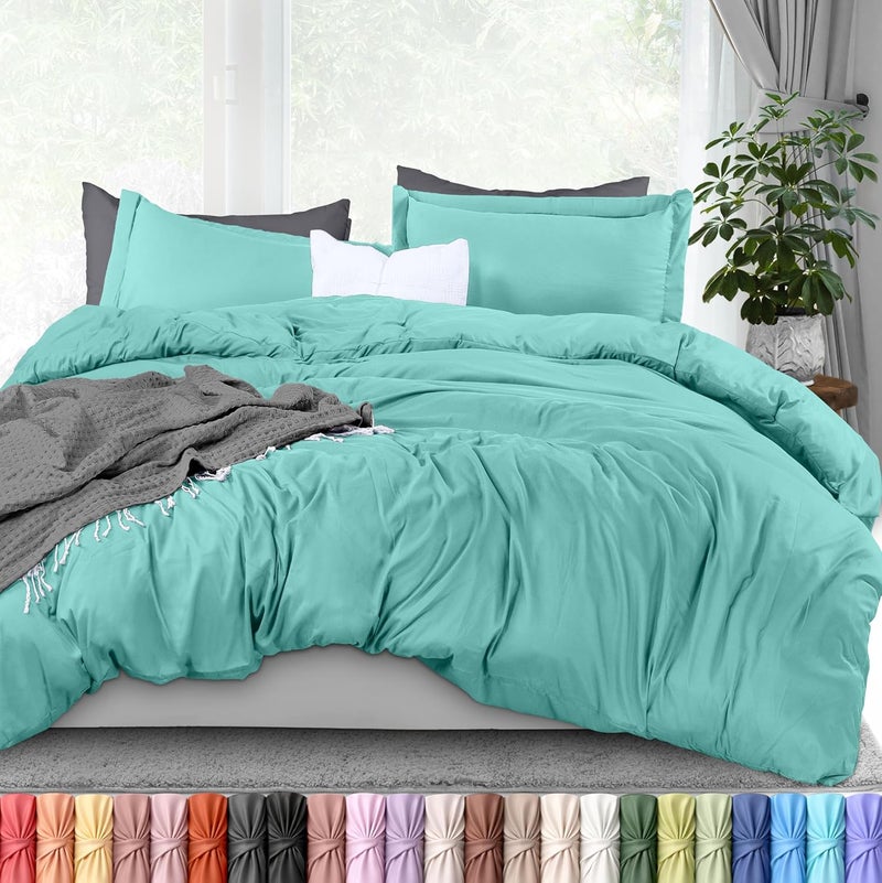 Utopia Bedding Duvet Cover Full Size - 1 Duvet Cover with 2 Pillow Shams - 3 Piece Bedding Duvet Cover with Zipper Closure - Soft Brushed Microfiber, 80 X 90 Inches (Full, Spa Blue) - Image 1
