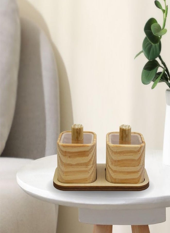 Keebori Wooden Spice Box Set – Transparent Lids, Tray | Wooden Masala Dabba for Sugar, Salt, Spices |Multipurpose Organizer for Kitchen Organizer & Condiment Holder (2) - Image 4