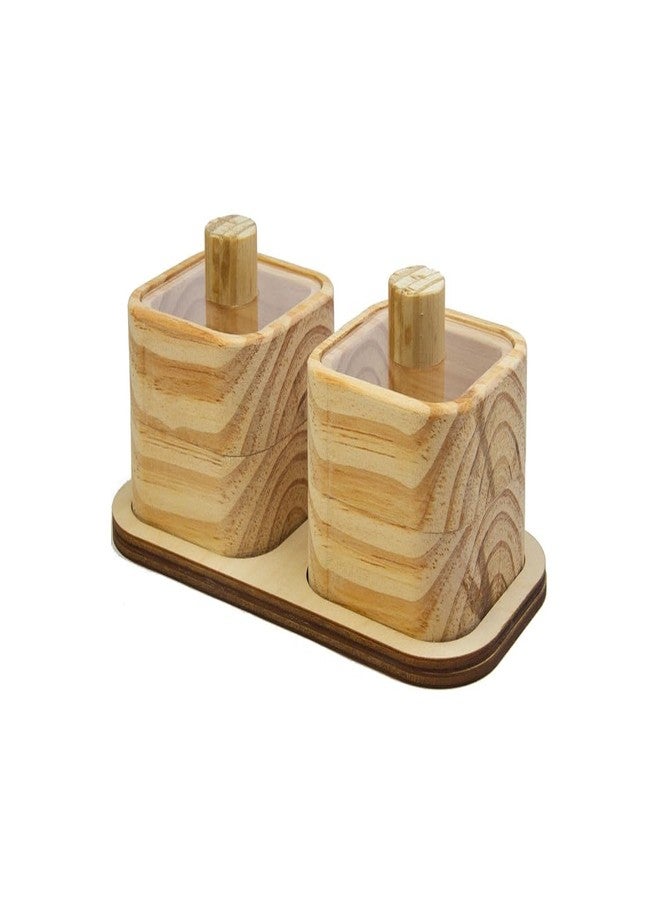 Keebori Wooden Spice Box Set – Transparent Lids, Tray | Wooden Masala Dabba for Sugar, Salt, Spices |Multipurpose Organizer for Kitchen Organizer & Condiment Holder (2) - Image 1