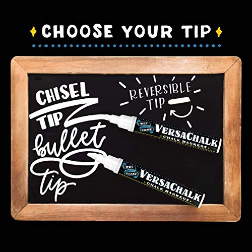 VersaChalk White Chalkboard Chalk Markers - Wet Erase Dustless Chalk Ink Paint Marker for Blackboard, Dry Erase White Board, Chalkboard Sign (COMBO SET, 5/SET) - Image 4