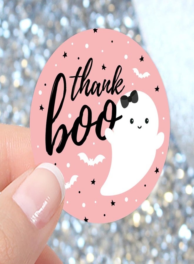 DISTINCTIVS Pink A Little Boo is Almost Due Girl Baby Shower Thank You Stickers, Pink Halloween Party Favor Labels - 40 Count - Image 2