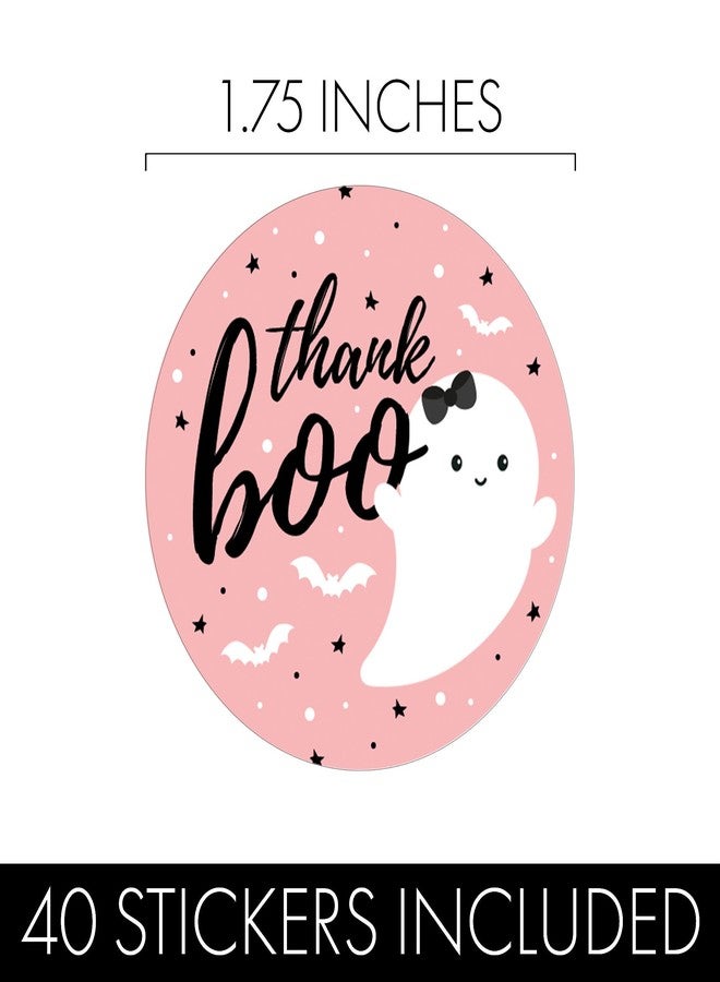 DISTINCTIVS Pink A Little Boo is Almost Due Girl Baby Shower Thank You Stickers, Pink Halloween Party Favor Labels - 40 Count - Image 3