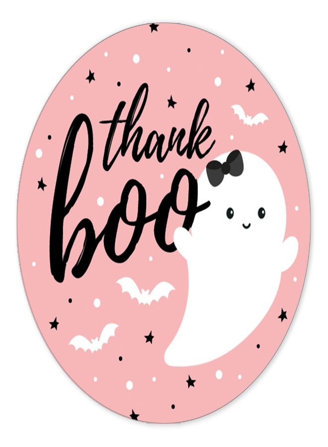 DISTINCTIVS Pink A Little Boo is Almost Due Girl Baby Shower Thank You Stickers, Pink Halloween Party Favor Labels - 40 Count - Image 1