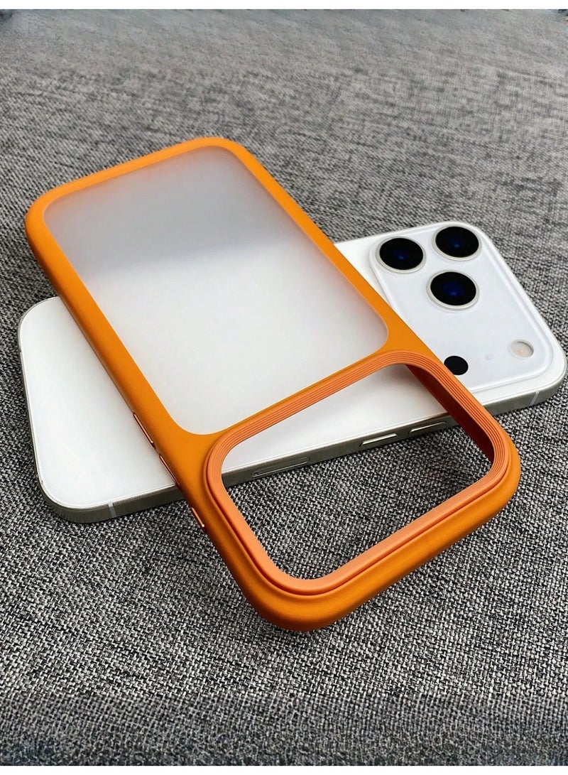 شي إن غطاء هاتف عصري وخفيف فاخر بظهر شفاف مع اطار برتقالي انيق وحماية قوية للكاميرا متوافق  مع ايفون 17 بروماكس - Image 2