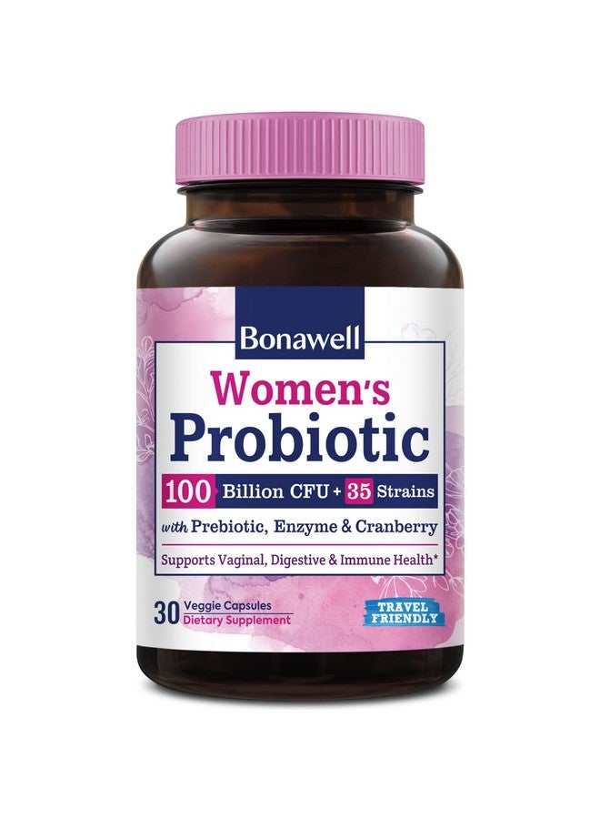 Bonawell Probiotics For Women 100B With Organic Prebiotic Cranberry For Feminine Health Digestion & Immunity Shelfstable Delayedrelease 30 Veggie Caps - Image 1