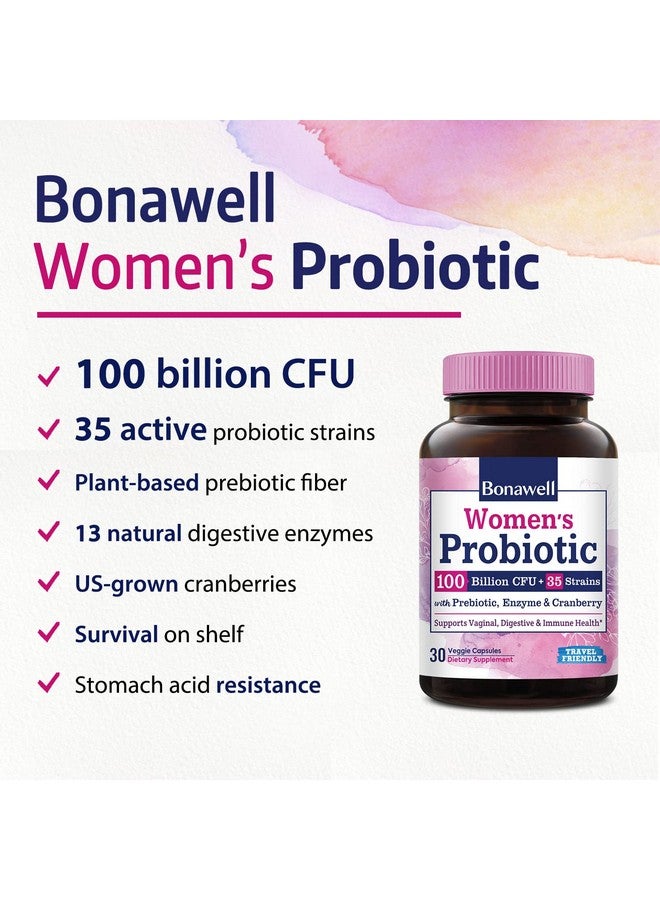 Bonawell Probiotics For Women 100B With Organic Prebiotic Cranberry For Feminine Health Digestion & Immunity Shelfstable Delayedrelease 30 Veggie Caps - Image 3