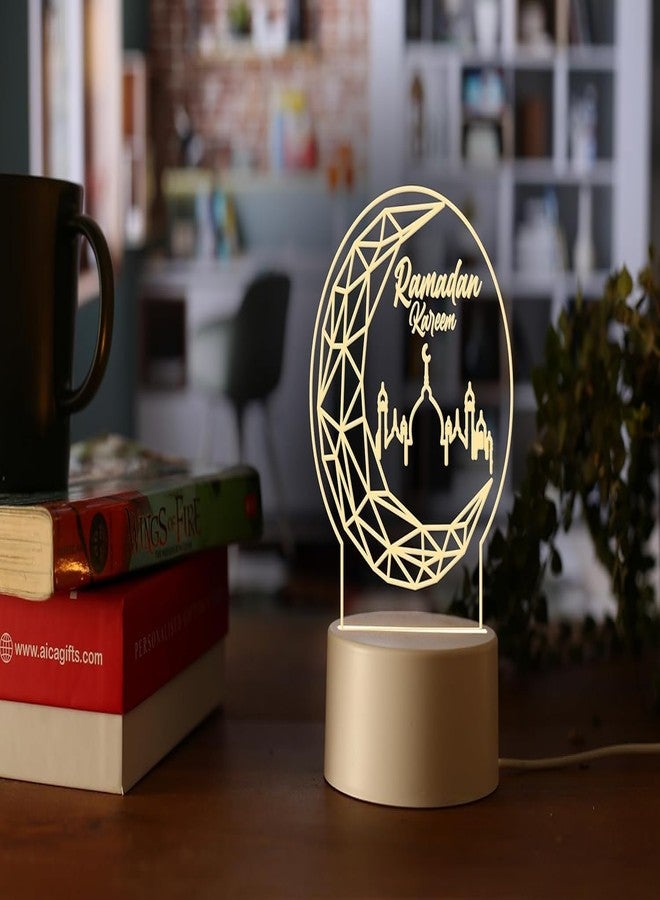 AICA مصباح LED من AICA لرمضان مبارك | زينة عيد الفطر للمنزل والمكتب، أفكار هدايا للزوجة والنساء والعائلة والأصدقاء، هدايا إسلامية لرمضان. (مصباح LED لرمضان كريم مبارك) - Image 1