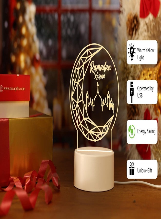 AICA مصباح LED من AICA لرمضان مبارك | زينة عيد الفطر للمنزل والمكتب، أفكار هدايا للزوجة والنساء والعائلة والأصدقاء، هدايا إسلامية لرمضان. (مصباح LED لرمضان كريم مبارك) - Image 3