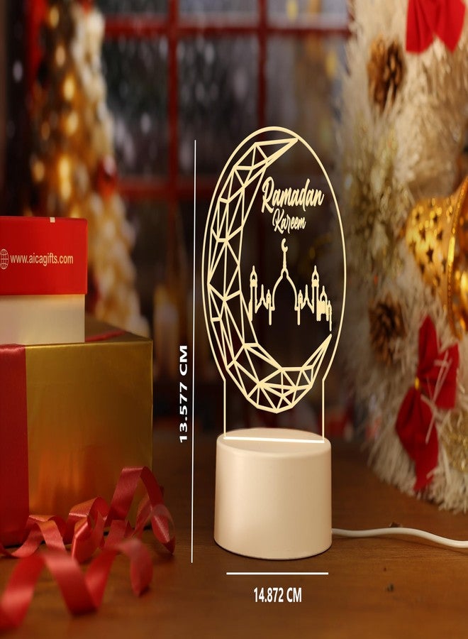AICA مصباح LED من AICA لرمضان مبارك | زينة عيد الفطر للمنزل والمكتب، أفكار هدايا للزوجة والنساء والعائلة والأصدقاء، هدايا إسلامية لرمضان. (مصباح LED لرمضان كريم مبارك) - Image 4