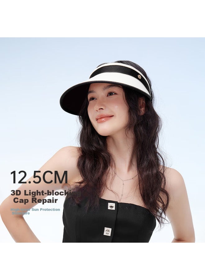 Vvc Sun Hat Women Summer Topless Hat Outdoor Sports Uv Protection Sun Hat Cycling Cap Moon White/Wide Band