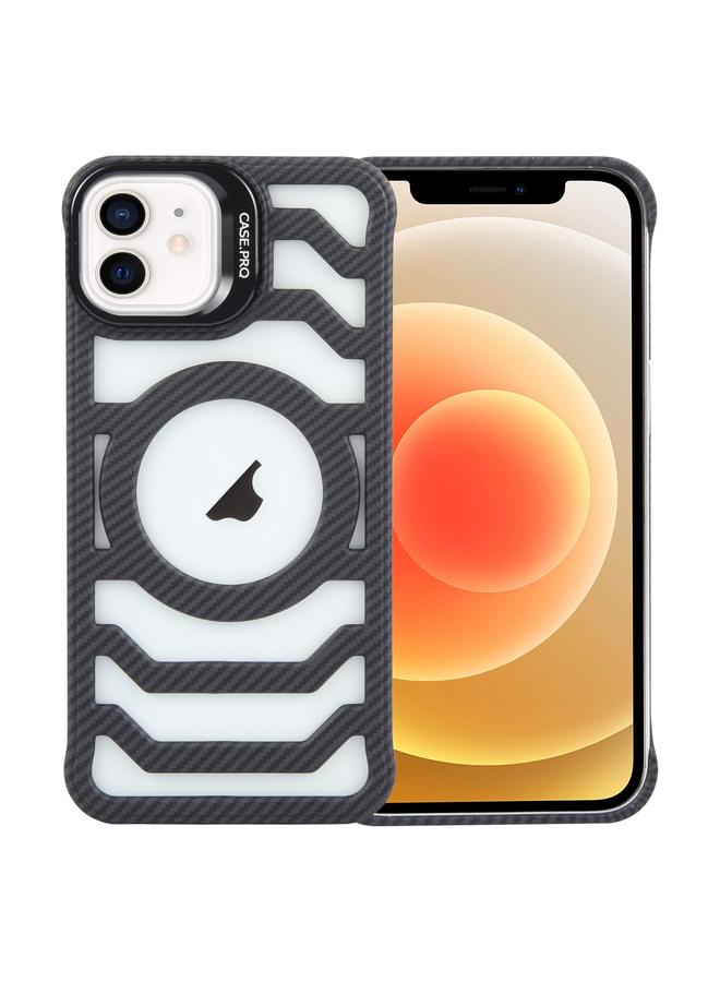 Zaboon Case For iPhone 12 Borderless Carbon Fiber Lens Protection Bracket MagSafe Phone Case - Image 1