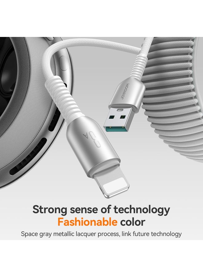 بيوينتي JOYROOM S-A51 Cutting-Edge Series 3A Fast Charging Data Cable, USB-A to 8 Pin Cable, Length: 1.2m(Light Gray) - Image 3