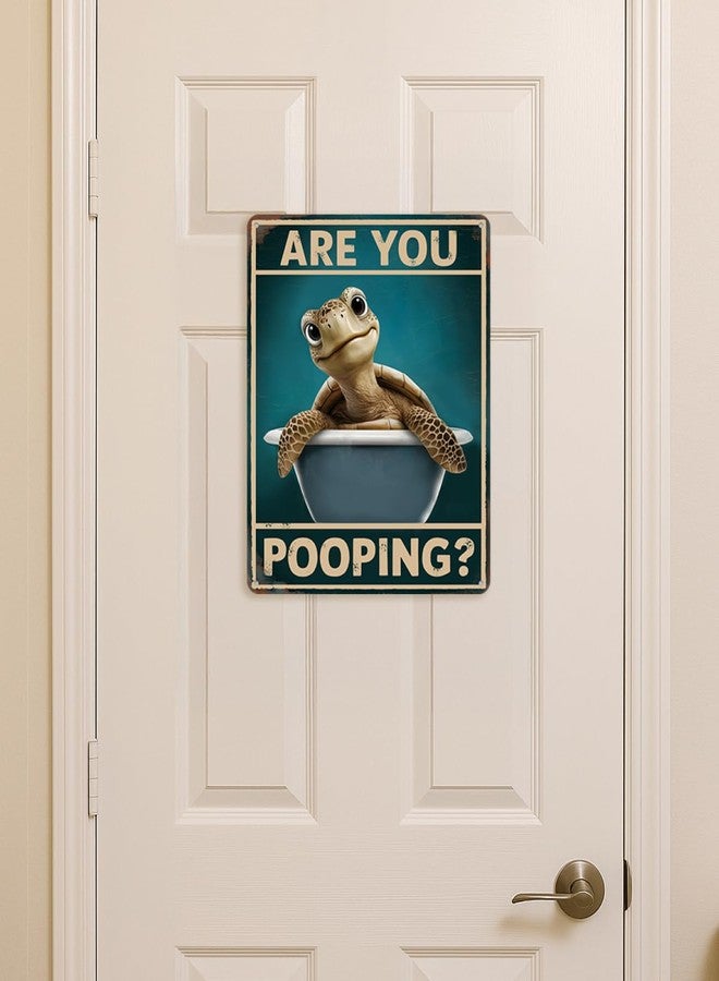 Opix Design Funny Sea Turtle Bathroom Decor – Are You Pooping Turtle Sign, Ocean Theme Wall Art, Tropical Turtle Bathroom Accessories, Sea Life Decor for Restoom or Beach House by Opix Design - Image 4