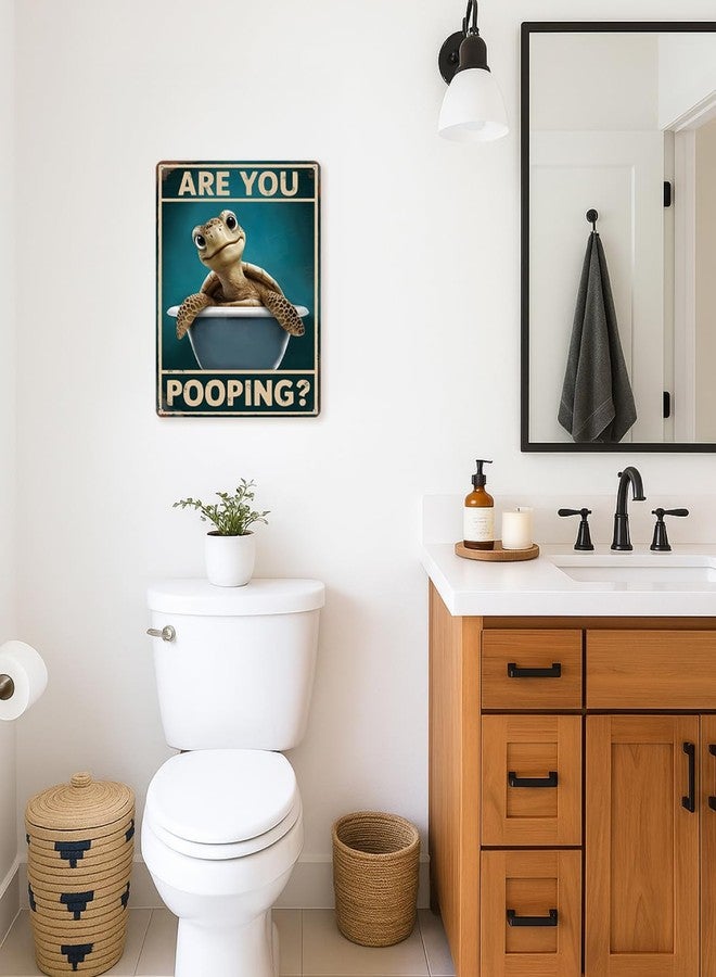 Opix Design Funny Sea Turtle Bathroom Decor – Are You Pooping Turtle Sign, Ocean Theme Wall Art, Tropical Turtle Bathroom Accessories, Sea Life Decor for Restoom or Beach House by Opix Design - Image 3