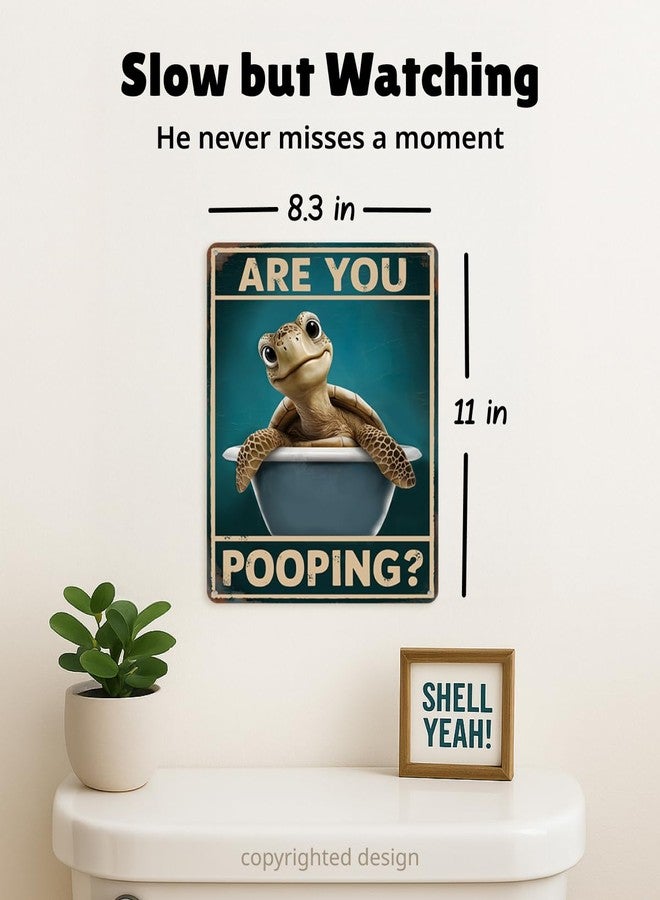 Opix Design Funny Sea Turtle Bathroom Decor – Are You Pooping Turtle Sign, Ocean Theme Wall Art, Tropical Turtle Bathroom Accessories, Sea Life Decor for Restoom or Beach House by Opix Design - Image 2