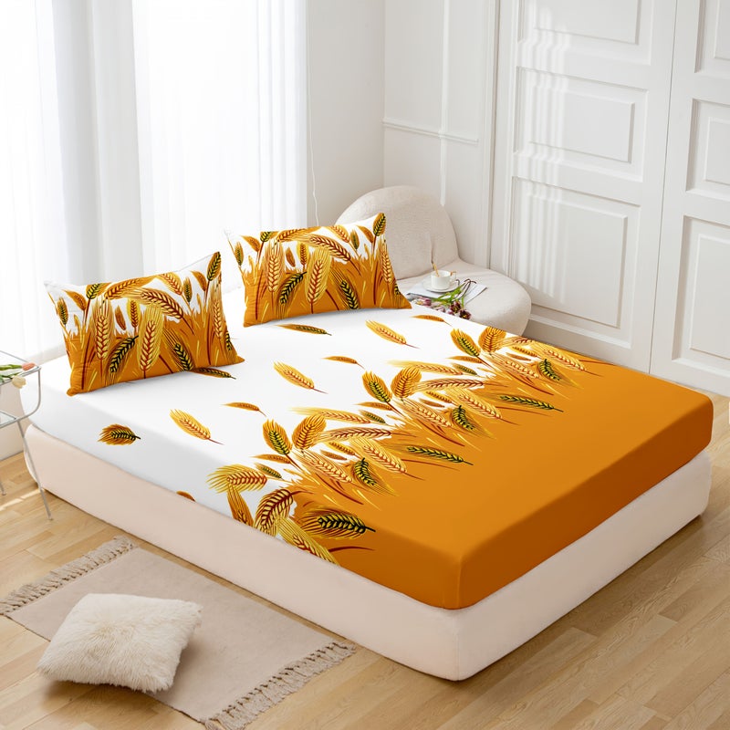 This Golden Spike Fitted Sheet In Twin Size 38 98 By 74 80 Inches Brings Warmth And Good Fortune With A Vibrant Orange White Color Scheme And Rich Tassel Print - Image 5