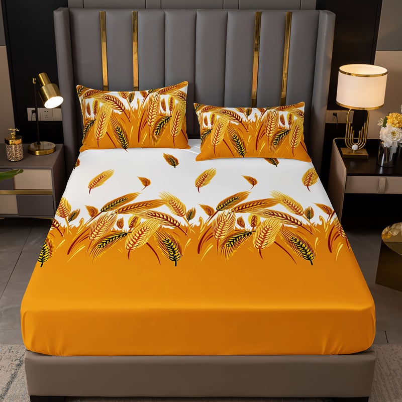 This Golden Spike Fitted Sheet In Twin Size 38 98 By 74 80 Inches Brings Warmth And Good Fortune With A Vibrant Orange White Color Scheme And Rich Tassel Print - Image 2