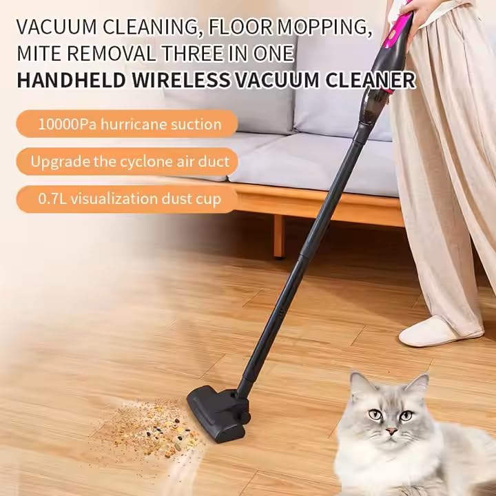 CBEX Cordless Handheld Vacuum Cleaner Including Adjustable Rod with Powerful Suction of 400pa Dust Collection Capacity of 700ml 3 Attachments for Floor CleaningBed CleaningCar Cleaning - Image 2