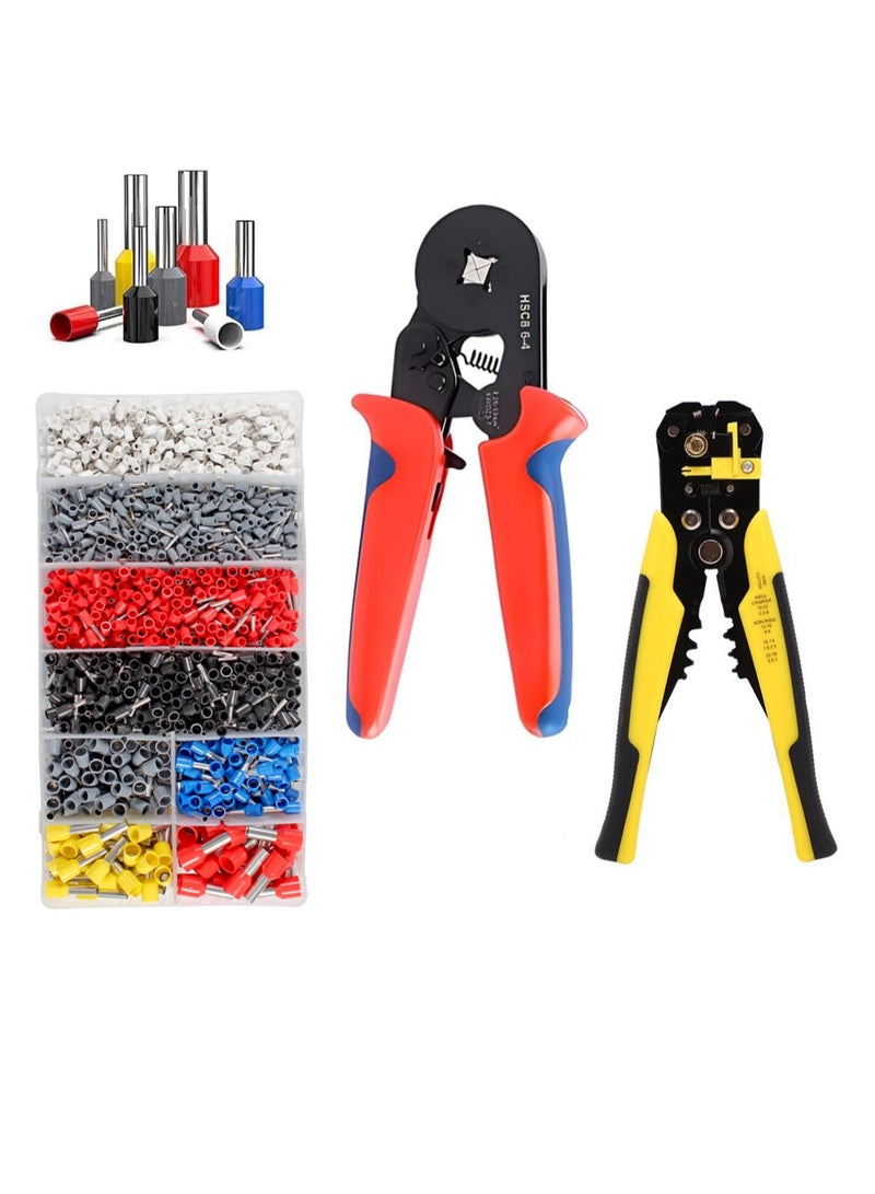 مجموعة أدوات تجعيد الأسلاك 10 ملم مربع، مجموعة ادوات ذاتية التعديل، مجموعة كماشة تجعيد الأسلاك الأوتوماتيكية وحلقات تجعيد الأطراف والموصلات الطرفية والتعرية والقطع، 1200 قطعة، AWG23-7 0.25 - Image 1