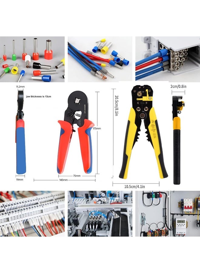 مجموعة أدوات تجعيد الأسلاك 10 ملم مربع، مجموعة ادوات ذاتية التعديل، مجموعة كماشة تجعيد الأسلاك الأوتوماتيكية وحلقات تجعيد الأطراف والموصلات الطرفية والتعرية والقطع، 1200 قطعة، AWG23-7 0.25 - Image 5