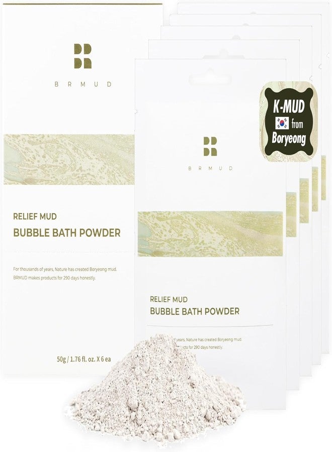 BRMUD Relief Mud Bubble Bath Powder (Pack of 6, 1.76 oz) | Hypoallergenic Mud Powder Bubble Bath w/ 98% Nature-Derived Ingredients | Moisturizing & Foaming Bubble Bath Oil Control for All Skin Types