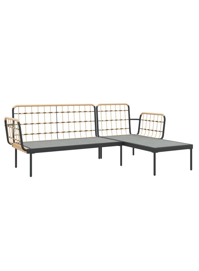 vidaxl 3 Piece Garden Lounge Set with Beige Cushions Poly Rattan 364108 - Image 4