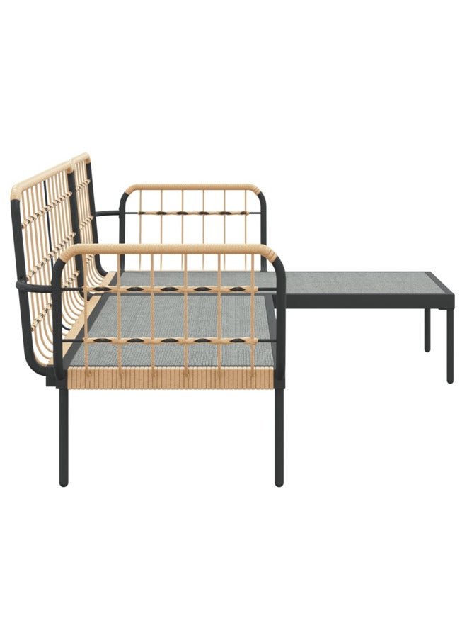 vidaxl 3 Piece Garden Lounge Set with Beige Cushions Poly Rattan 364108 - Image 5