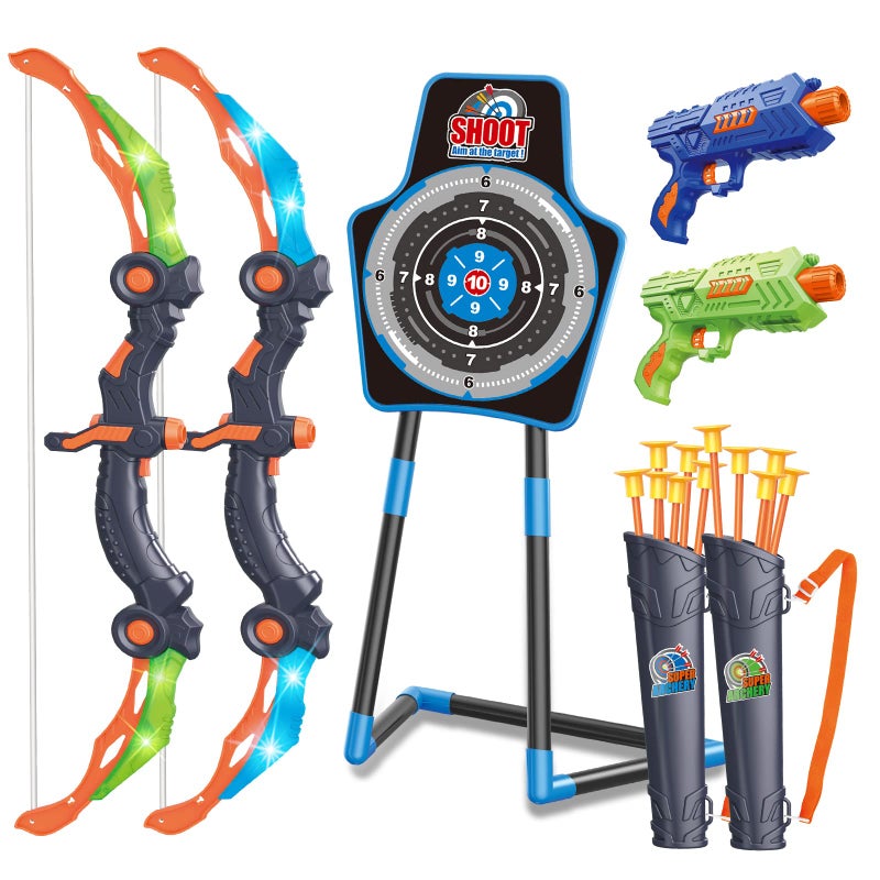 spring flower SpringFlower 2 Bow and Arrow Sets with LED Lightup2 Foam Dart Guns for Kids 5 6 7 8 9 10 Years Old Archery Set with Standing Target for Boys  Girl for Kids - Image 2