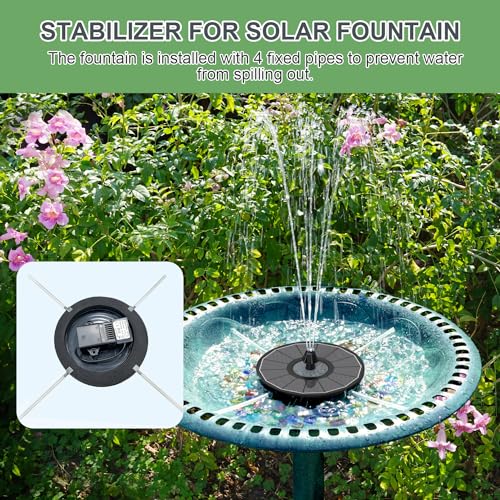 Yzert Solar Fountain for Bird Bath Direct Sunlight High Efficiency 3.5W Glass Panel Solar Water Fountain Outdoor Garden Flower (Black) - Image 3