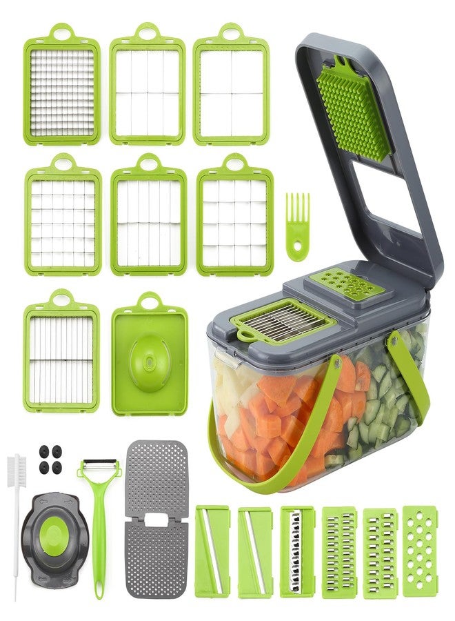 DOSMAMZ 22PCS Multi-function Vegetable & Fruit Chopper, Mandolin Food Slicer, Veggie Shredder with Container, Essential Kitchen Gadgets (22 in 1, Gray) - Image 1
