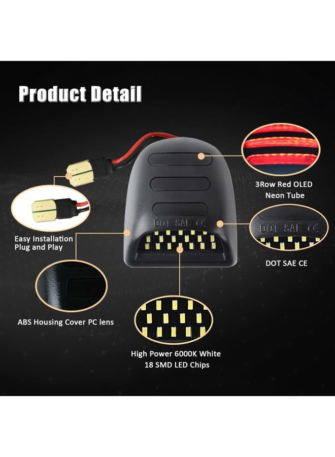 Bestview LED License Plate Light Tag Lamp Assembly - Tag Lights Led with Red OLED Neon Tube - Compatible with Chevy Silverado Suburban Tahoe GMC Sierra 1500 2500 3500 HD Escalade EXT, 2 Pieces - Image 3