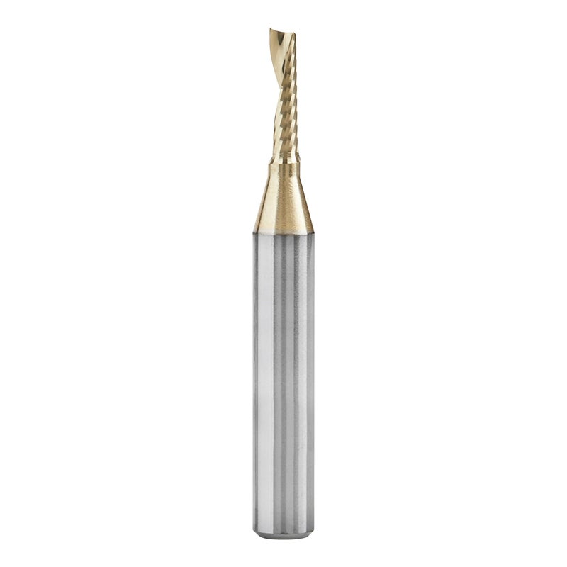 Amana Tool CNC Solid Carbide Spiral O Flute Up-Cut, Aluminum Cutting Router Bit, ZrN Coated, 51454-Z, 1/8 D x 1/2 CH x 1/4 SHK x 2 Inch L