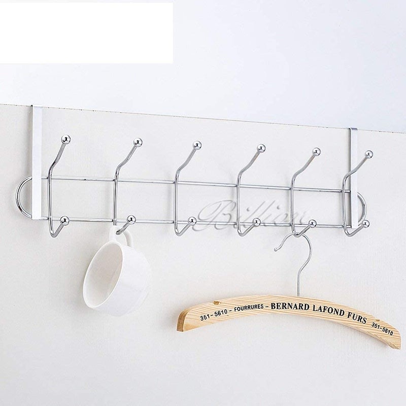 HOMESHOPPER HOMESHOPPER Metal Chrome Finish Door Hook Organiser Hanger for Hanging Clothes Jeans Shirts Umbrellas Jackets Scarfs Bags Keys in Room Kitchen Bathroom - Image 4